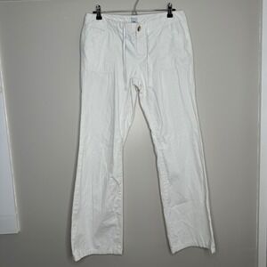 GAP Women's White Low Rise Casual Cargo Pants Drawstring‎ Waist Wide Leg Size 10